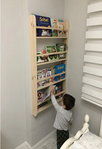 Biblioteca Montessori din lemn natural- Livrare rapida!