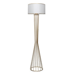 Lampadar modern, metal/textil, alb-auriu- Livrare rapida!